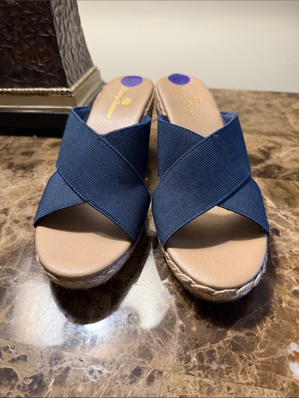 Tommy Bahama Navy Crisscross Espadrille Wedge Sandals - Picture 2 of 6